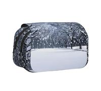 Winter Snow Falling in The Park Printing Large Capacity Pen Pencil Case,Kids Stationery Bag with Double Layers for School,Office,College