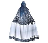 Winter Snow Falling In The Park Printing Masquerade,Adult Economic Hooded Cloak 57.8 Inches Long, Perfect For Halloween Parties,Dances