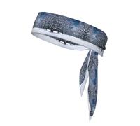 Winter Snow Falling in The Park Tennis Tie Headband Hair Band Unisex Dry Head Tie Sport Band for Basketball, Running, Tennis