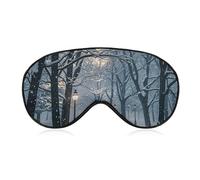Winter Snow Falling in The Park Travel Eye Mask Blackout Eye Mask for Sleeping Airplane Eyemask with Adjustable Strap Sleep Masks for Women Men Soft Night Blindfold Eyemask