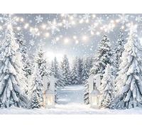 Winter Snow Forest Backdrop 7x5ft White Xmas Trees Snowflakes Background | Wintry Snowy Scene Wonderland Photography Background for Christmas New Year Party Decorations Banner Photo Props