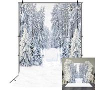 Winter Snow Forest Backdrop Glitter Snowy Xmas Trees Pine Forest White Wonderland Photography Background Christmas Holiday Family Birthday Party Decorations Banner Photo Props (6x8FT)