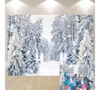 Winter Snow Forest Backdrop Glitter Snowy Xmas Trees Pine Forest White Wonderland Photography Background Christmas Holiday Family Birthday Party Decorations Banner Photo Props (10x8FT)