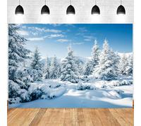 Winter Snow Forest Backdrop Ice and Snow World Theme Frozen Fir Forest Mountain Landscape Christmas Party Holiday Photo Backdrop Photoshoot Studio Props (7X5FT)