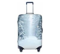 Winter Snow Forest Christmas Garden Path Elastic Travel Luggage Cover Suitcase Protector, Print Suitcase Baggage Cover Anti-Scratch