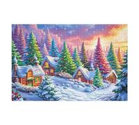 Winter Snow Forest Scenery 1000 Pc Classic Jigsaw Puzzle Puzzle for Adults Hard Challenging Hobby Home Decor Poster Smooth Wooden Cardboard 1000 PCS