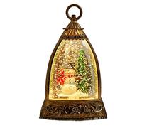 Winter Snow Globe Lantern, Glittering Illuminated Lamp with Music - Christmas Table Decoration | For Holidays Birthdays Parties Offices Home Room Desk Seniors Night Garden Farm
