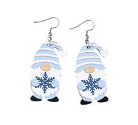 Winter Snow Gnome Earrings Wooden Cute Winter Dwarfs Earrings Love Heart Love Heart SnowballSnowflake White Blue Gnome Earrings Winter Christmas Hannukah Jewelry Gifts, Wood, No Gemstone