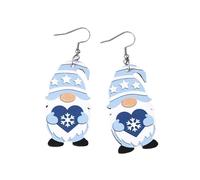 Winter Snow Gnome Earrings Wooden Cute Winter Dwarfs Earrings Love Heart Love Heart SnowballSnowflake White Blue Gnome Earrings Winter Christmas Hannukah Jewelry Gifts, Wood, No Gemstone