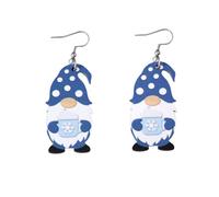 Winter Snow Gnome Earrings Wooden Cute Winter Dwarfs Earrings Love Heart Love Heart SnowballSnowflake White Blue Gnome Earrings Winter Christmas Hannukah Jewelry Gifts, Wood, No Gemstone