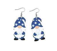Winter Snow Gnome Earrings Wooden Cute Winter Dwarfs Earrings Love Heart Love Heart SnowballSnowflake White Blue Gnome Earrings Winter Christmas Hannukah Jewelry Gifts, Wood, No Gemstone