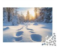 Winter Snow Landscape Jigsaw Puzzle for Adults 1000 Piece Jigsaw Puzzle Sunrise Forest Puzzle Game for Family Relaxation Home Decor 52x38cm/1000pcs