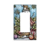 Winter Snow Man Light Switch Cover Plate/Outlet Covers, Blue and White Holiday Decor, Thermoplastic Wall Plates, Standard Size Single Rocker