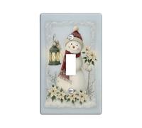 Winter Snow Man Light Switch Cover Plates/Outlet Covers, Cold Blue Lantern Design for Holiday Decor, Thermoplastic Wall Plates, Standard Size Single Toggle
