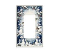 Winter Snow Man Scene Single Rocker Light Switch Cover | Winter Scene, Snowmen With Blue Scarves, Small Songbirds, Holly Berries, Seasonal Home Accents, Festive Wall Decor
