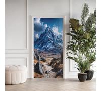 Winter Snow Mountain Door Stickers Waterproof Peel and Stick Door Mural, Wilderness Rock 3D Door Stickers Self Adhesive Wall Sticker, Natural Scenery Murals Vinyl Wallpaper Home Decor 75x200 cm