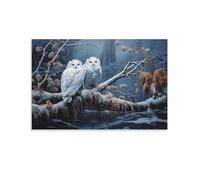 Winter Snow Owl Canvas Wall Art Print Framed Snowy Night White Bird Nature Ready to Hang Canvas Print Posters Wall Art