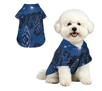 Winter Snow Pine S Pet Hawaiian Shirt for Small Dogs-Cute Summer Beach Outfit for Puppy, Soft Breathable Cat Clothes with Buttons