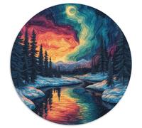 Winter Snow Scene 1000 Piece Animation Round Jigsaw Puzzles Impossible Puzzle Beautiful Decoration for Adults And Kids 1000pcs (67.5x67.5cm)
