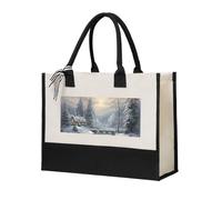 Winter Snow Scene Canvas Tote Bag For Women Personalized Present Bag Large Capacity Reusable Shopping Bag Suitable For Wedding, Birthday, Holiday Great Gift For Mom, Teachers, Friends, Bridesmaids