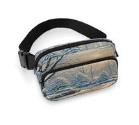 Winter Snow Scene Fanny Pack Belt Bag with Adjustable Strap Fashion Waist Bag for Outdoor Sports Hiking, white, 20x13cm, Full Printed Waist Bag