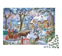 Winter Snow Scene Jigsaw Puzzle for Adults 1000 Piece Puzzle Game Horse Carriage Family Relaxation Home Decoration 70x50cm/1000pcs