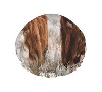 Winter Snow Scottish Highland Cow,Shower Cap Nightcap Double Layer Waterproof Elastic Bath Cap Reusable Hair Cap