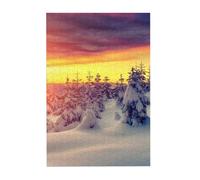 Winter Snow Sunset Landscape Prints Wooden Jigsaw Puzzle 300-Piece in Plastic Box, 26x38 CM Eco-Friendly Educational Puzzle for Family Fun & Adult Relaxation