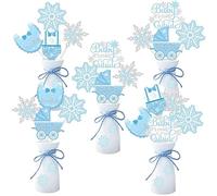 Winter Snowflake Baby It’s Cold Outside Centerpieces Baby Shower Decorations for Boy, Blue White Gold Little Snowflake It’s A Boy Table Toppers Decors Gender Reveal Party Supplies