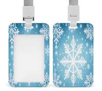 Winter Snowflake Badge Holder Vertical Clear Plastic ID Card Holder Lanyard Work ID Card Cool Tactical ID Holders for Nurse Teacher Office Work Badge Clip