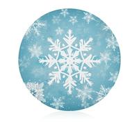 Winter Snowflake Chopping Block Tempered Glass Cutting Board Mats Round Countertop Cutting Boards Small Charcuterie Boards Bar Cheese Board Snack Tray