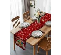 Winter Snowflake Christmas Dwarf Table Runner 108 Inches Long, Red Black Buffalo Plaid Washable Table Runners Heat-Insulation Kitchen Dining Table Decorations for Home Party Decor 13x108in