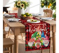 Winter Snowflake Christmas Dwarf Table Runner 120 Inches Long, Red Black Buffalo Plaid Washable Table Runners Heat-Insulation Kitchen Dining Table Decorations for Home Party Decor 13x120in