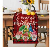 Winter Snowflake Christmas Dwarf Table Runner 36 Inches Long, Red Black Buffalo Plaid Washable Table Runners Heat-Insulation Kitchen Dining Table Decorations for Home Party Decor 13x36in