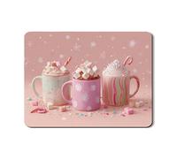 Winter Snowflake Dish Drying Mats for Kitchen, Peach Candy Stripe Absorbent Rubber Dish Drainer Mat, Holiday Sweet Treats Pu Leather Drying Pad 18x24 Inch