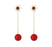 Winter Snowflake Flower Drop Dangle Earrings Hypoallergenic S925 Sterling Silver Post Red Crystal Snowflake Pierced Stud Earring for Women Pearl Beaded Tassels Dangling Earring Christmas Gifts Charms