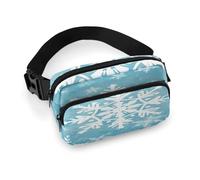 Winter Snowflake Full Printed Fanny Pack,Zipper Belt Bag Cute Crossbody Bag Hip Bum Bag with Adjustable Strap