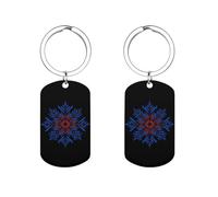 Winter Snowflake Iceland Flag Pattern Personalized Metal Key Tags with Labels Keychain Stainless Steel Key Rings Signs