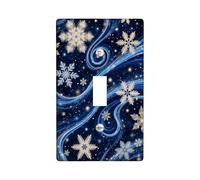 Winter Snowflake Light Switch Cover Plates/Outlet Covers, Blue and White Snowflakes for Holiday Decor, Thermoplastic Wall Plates, Standard Size Single Toggle