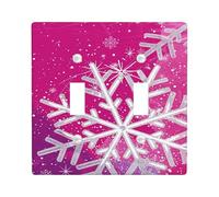 Winter Snowflake Light Switch Cover Plates/Outlet Covers, Peach and Silver Snowflakes for Holiday Decor, Thermoplastic Wall Plates, Standard Size Double Toggle