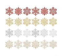 Winter Snowflake Ornaments, Set of 24, Made from Sturdy Plastic for Hanging on Various Surfaces in Holiday and Event Decorations