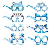 Winter Snowflake Paper Eyeglasses, 16Pcs Snowman Photo Booth Paper Glasses Snow Frozen Booth Eyeglasses Props for Winter Wonderland Party Decorations