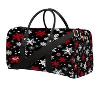 Winter Snowflake Pattern Xmas Foldable Travel Duffle Bag Waterproof Sports Gym Bag with Shoulder Straps