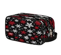 Winter Snowflake Pattern Xmas Toiletry Bag for Travel, Cosmetic Makeup Bag Waterproof Polyester Shaving Bag for Men Women Kids, Portable Organizer for Bathroom Gym Vacation