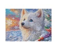 Winter Snowflake Samoyed 300 Piece Complete Jigsaw Puzzle Set Teens Beginners Educational Challenge Puzzle Fans Group Play Anniversary Cardboard 300 PCS