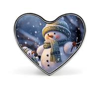 Winter Snowman Buttons Pin Memorial Boutonniere for Wedding Groom Bride, Customize Lapel Heart Pin for Christmas, Men Women Costume Decorative Fashionable Brooches