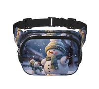 Winter Snowman Fanny Pack For Women Waterproof Adjustable Belt Bags Waist Pack Fashion Casual Crossbody Bags Bum Bag For Running Workout Hiking Traveling, Black, One Size