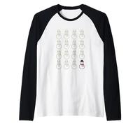 Winter Snowman Grid Cute Graphic Artwork Raglan Baseball Tee