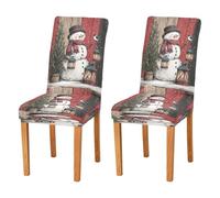 Winter Snowman Lantern Red Dining Chair Covers Set of 2 Spandex Stretch Parson Chair Covers for Home Banquet Ceremony
