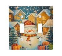 Winter Snowman Light Switch Cover Plate/Outlet Covers, Festive Holiday Decor for Home Accents, Thermoplastic Wall Plates, Standard Size Double Toggle